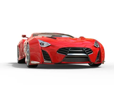 Red supercar - studio shot - front view Stock Illustration