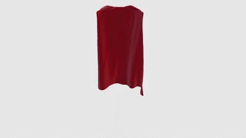 Red Superhero Cape Waving on With Alpha Channel Video stock 342985471
