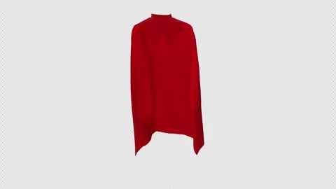 Red Superhero Cape Waving With Alpha Channel Stock Footage 343882067