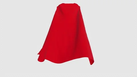Red Superhero Cape Waving With Alpha Channel Stock Footage 343882082