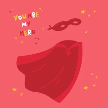 Red superhero costume with text Stock Illustration