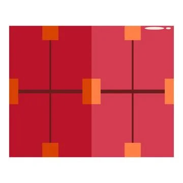 Red surface with orange squares and connecting lines creating grid pattern Stock Illustration