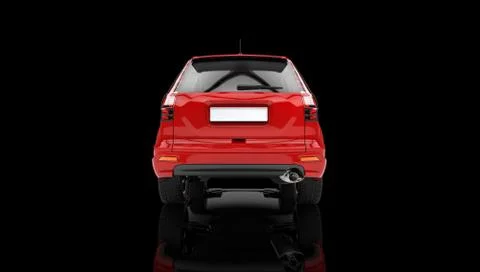 Red SUV Back View - Black Background Stock Illustration