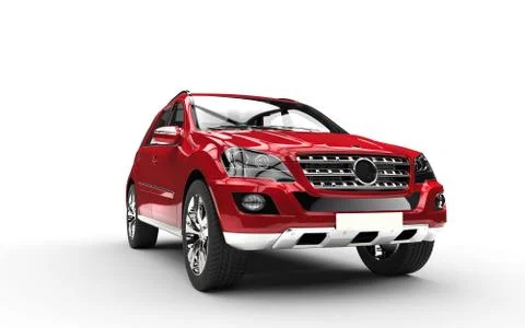 Red SUV Front View - Studio Shot Stock Illustration