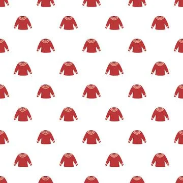 Red sweater repeating seamless pattern on white background 스톡 일러스트