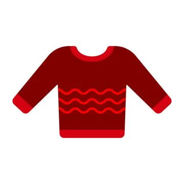 Red sweater with wavy pattern. 스톡 일러스트