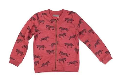 Red sweatshirt with a pattern Zebra, isolate Stock Photos