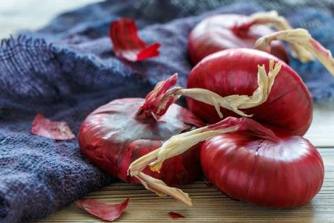 Red sweet onions. Stock Photos