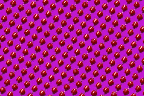 Red sweet pepper pattern on bright pink background pop art design 스톡 일러스트