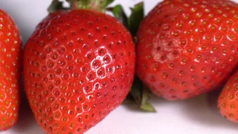 Red sweet strawberry  panning on table Stock-Footage 156797700