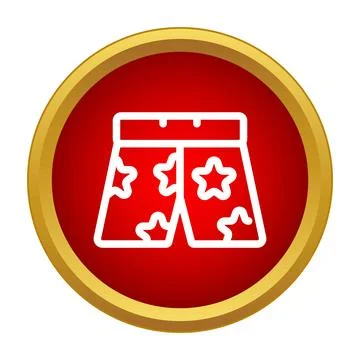 Red swimming trunks with star pattern icon Stock Illustration