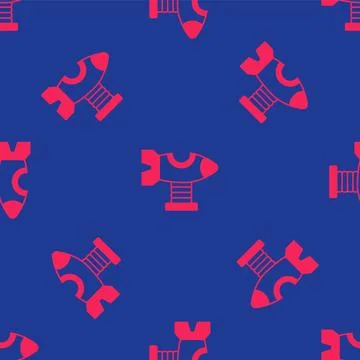 Red Swing plane on the playground icon isolated seamless pattern on blue ba.. Stock Illustration