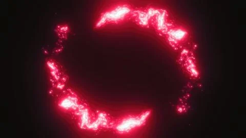 Red swirling circle frame of multicolored lines of  energy particles. Abstr.. Stock Illustration