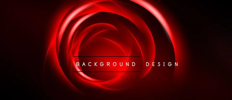 Red swirling lines create abstract circular design over black background. Tex Stock Illustration