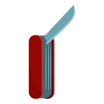 Red swiss knife opening with sharp blade Stock Illustration