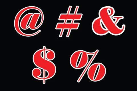 Red symbols vector on black background Stock Illustration
