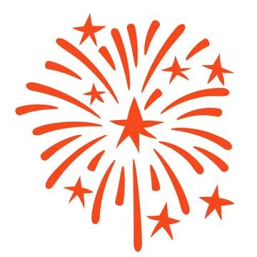 Red symmetrical firework with starburst shape isolated flat style 库存插图