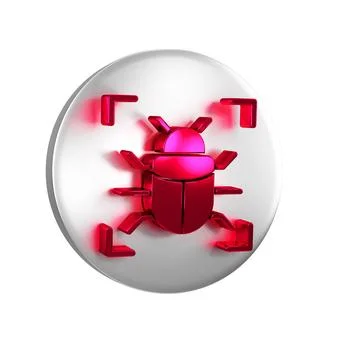 Red System bug concept icon isolated on transparent background. Code bug co.. Stock Illustration
