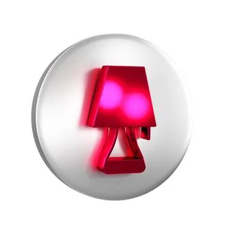 Red Table lamp icon isolated on transparent background. Silver circle button. Stock Illustration