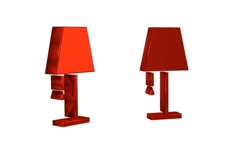 Red Table lamp icon isolated on transparent background. Stock Illustration
