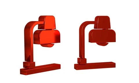 Red Table lamp icon isolated on transparent background. Stock Illustration