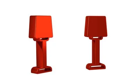 Red Table lamp icon isolated on transparent background. Stock Illustration