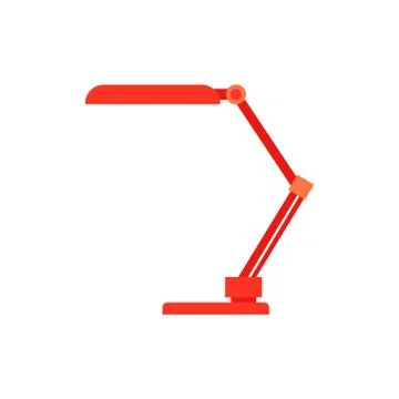 Red table reading-lamp for education or work isolated on white background. Stockillustratie