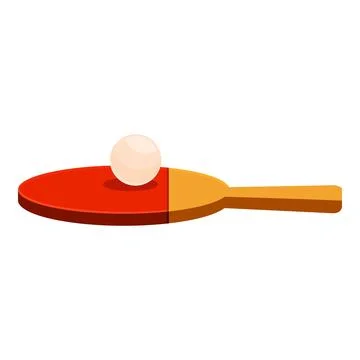 Red table tennis racket with a white ball on top Stock Illustration