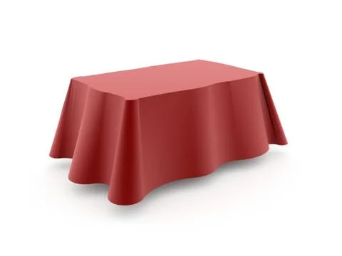 Red tablecloth on table isolated Stock Illustration