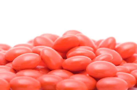 Red tablets macro Foto stock