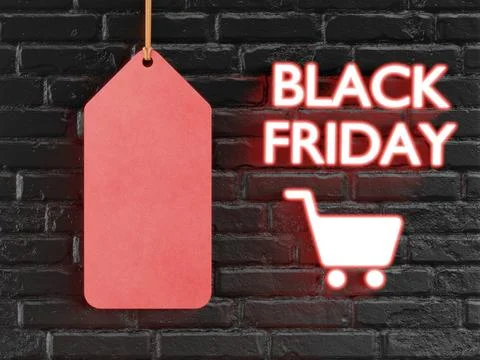 Red tag with text Black Friday with 3D style Stock Photos