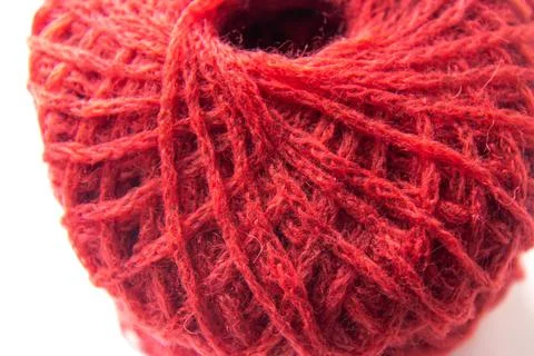 Red tangle of delicate yarn isolated on white background Stock Photos