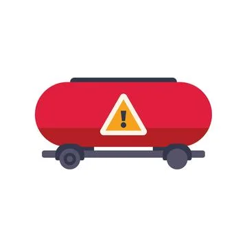 Red tank wagon transporting hazardous materials with warning sign Stock Illustration