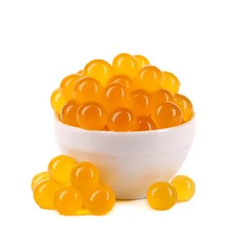 Red tapioca pearls for bubble tea isolated on white background. Tapioca pearls Stock Photos