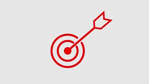 Red target and arrow hitting the bullseye on transparent background Stock Footage 340254422