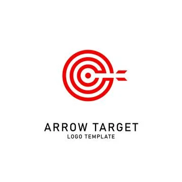 Red target arrow focus circle logo design illustraiton Illustrazione stock