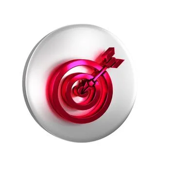 Red Target with arrow icon isolated on transparent background. Dart board sig Stockillustratie