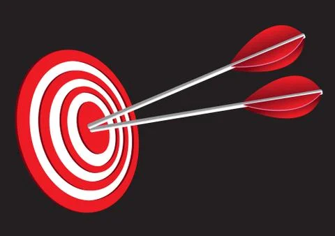 Red Target Board with Darts Illustrazione stock