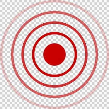 Red target comprised of concentric circles on a black background, symbolizi.. Stock Illustration