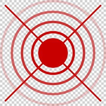 Red target with concentric circles and intersecting lines centered against .. Stock Illustration