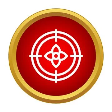 Red target icon with crossed lines and flower symbol Stock Illustration