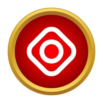 Red target icon in gold frame vector Stock Illustration