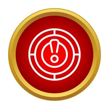 Red target icon with power button exclamation mark イラスト素材