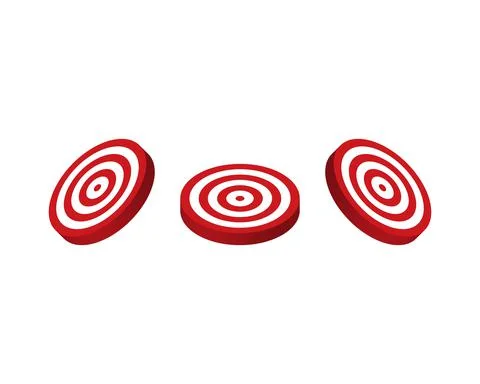 Red target icon set. Isometric set of red target vector icons for web design  Stock Illustration