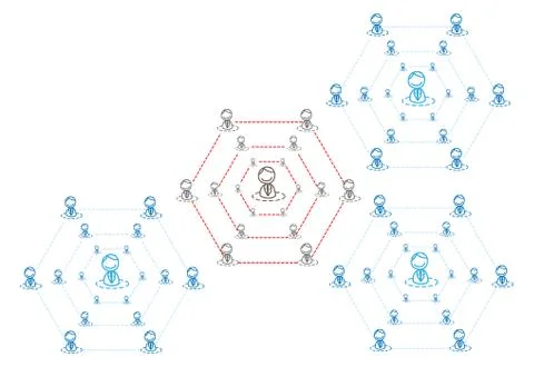 Red target team connection Stock Illustration