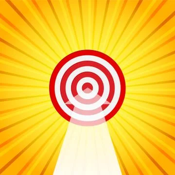 Red target with white arrow on bright stripped speed background, business tar Stock Illustration
