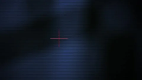 Red Targeting Reticle Focusing on Dark Digital Motion Blur Background Stock Footage 343763381