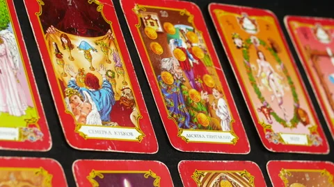 Red tarot cards Stock Footage 234996973