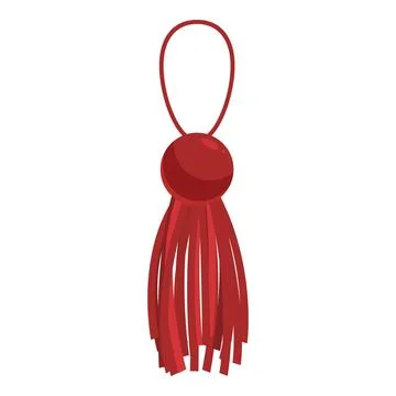 Red tassel hanging with decorative knot and elegant strands Illustrazione stock