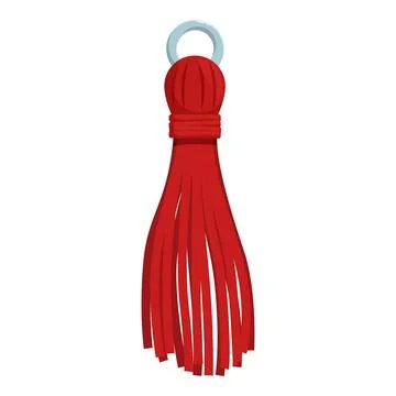 Red tassel hanging with silver ring on white background Stock Illustration